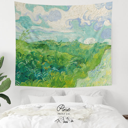 Vincent Van Gogh Landscape Painting Vintage Nature Wall Tapestry