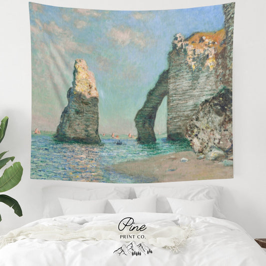 Claude Monet Blue Ocean Cliff Painting Wall Tapestry