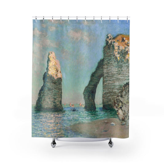Ocean Shower Curtain, Monet Shower Curtain, Beach Bathroom, Ocean Bathroom, Ocean Cliffs, Art Shower Curtain, Monet Painting, Monet Ocean