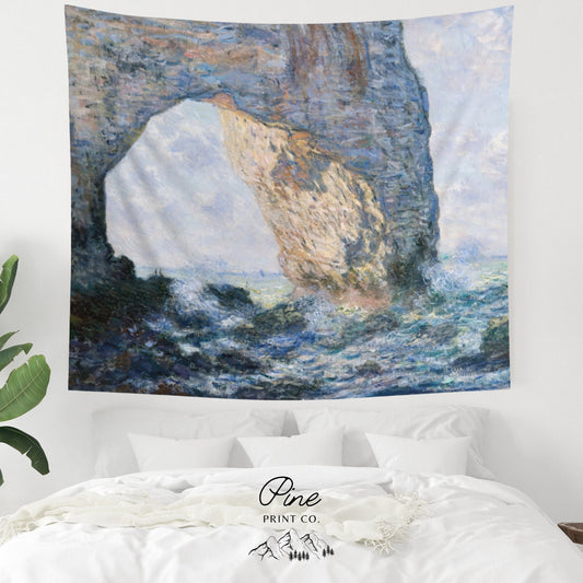 Claude Monet Blue Ocean Cliff Painting Wall Tapestry