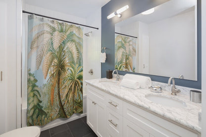 Tropical Shower Curtain, Jungle Shower Curtain, Jungle Bathroom, Palm Shower Curtain, Botanical Bathroom, Tropical Bathroom, Tree Shower
