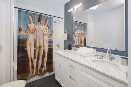 Art Shower Curtain, Nude Art, Boho Shower Curtain, Vintage Bathroom, Art Bathroom, Three Graces, Goddess Art, Renaissance Art, Nude Bathroom