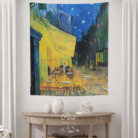 Vincent Van Gogh Tapestry Starry Night Cafe Terrace Painting Fine Art Wall Tapestry