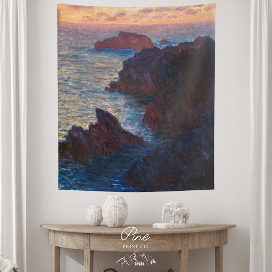 Claude Monet Sunset Painting Wall Tapestry
