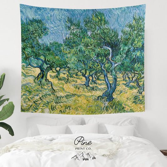 Vincent Van Gogh Olive Trees Painting Nature Green Fine Art Wall Tapestry