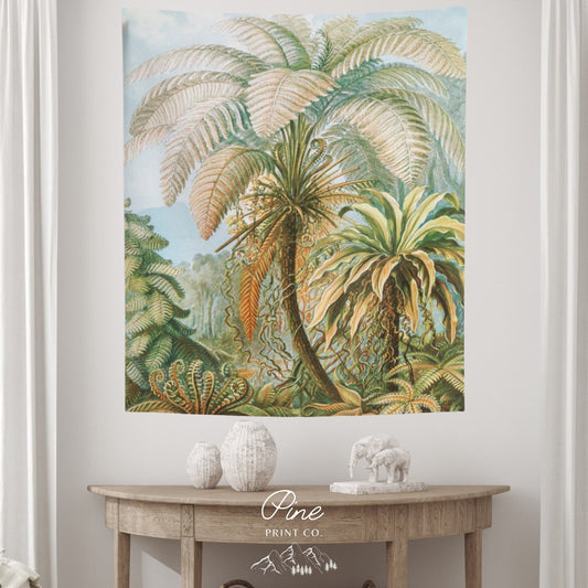 Tropical Jungle Palm Tree Painting Wall Tapestry