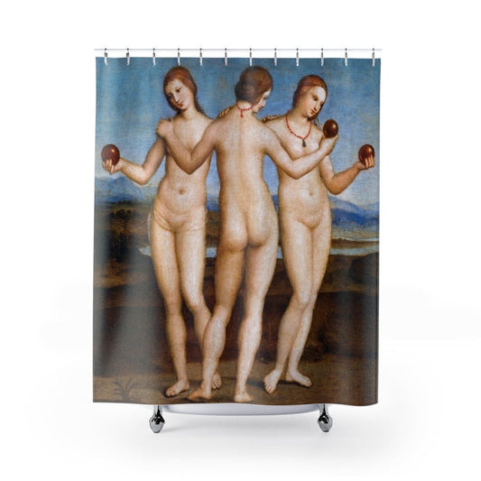 Art Shower Curtain, Nude Art, Boho Shower Curtain, Vintage Bathroom, Art Bathroom, Three Graces, Goddess Art, Renaissance Art, Nude Bathroom