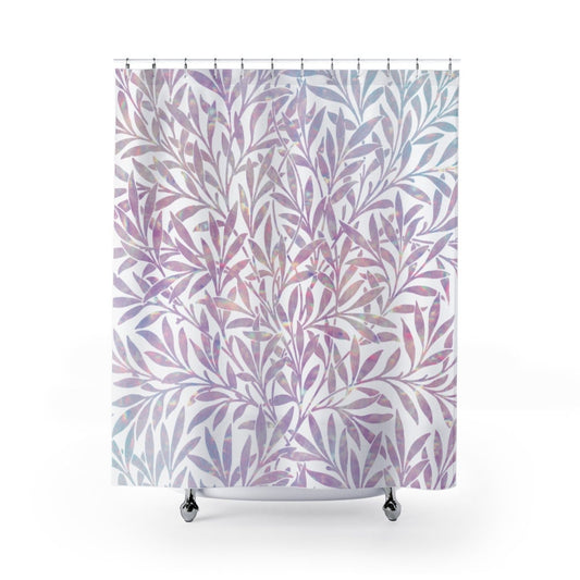 Rainbow Shower Curtain, William Morris, Plant Shower Curtain, Pink Shower Curtain, Pink Plant, Pink Decor, Rainbow Bathroom, Purple Shower