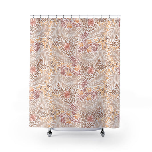 Floral Shower Curtain, William Morris, Pink Yellow Decor, Pink Shower Curtain, Botanical Bathroom, Nature Curtain, Rose Shower Curtain