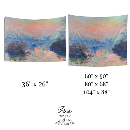 Claude Monet Ocean Sunset Painting Vintage Nature Fine Art Wall Tapestry