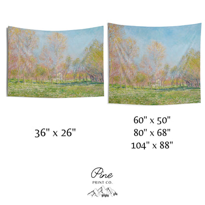 Claude Monet Painting Nature Tree Wall Tapestry