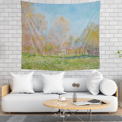 Claude Monet Painting Nature Tree Wall Tapestry