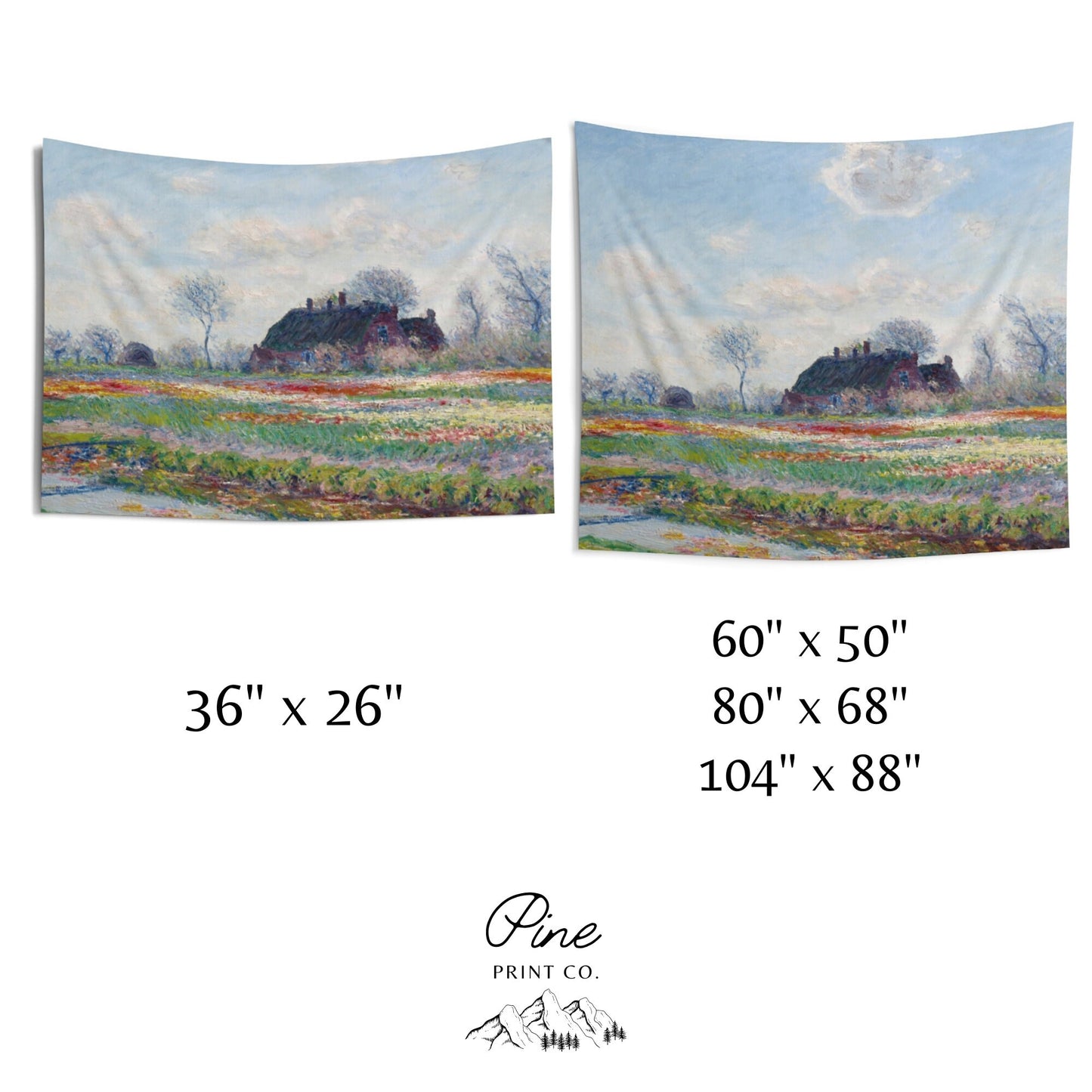 Claude Monet Tulip Field Painting Wall Tapestry