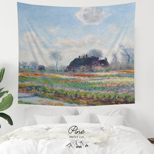Claude Monet Tulip Field Painting Wall Tapestry