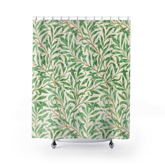 Green Shower Curtain, William Morris Decor, Leaf Shower Curtain, Vintage Art, Art Nouveau, Art Shower Curtain, Green Bathroom, Plant Decor