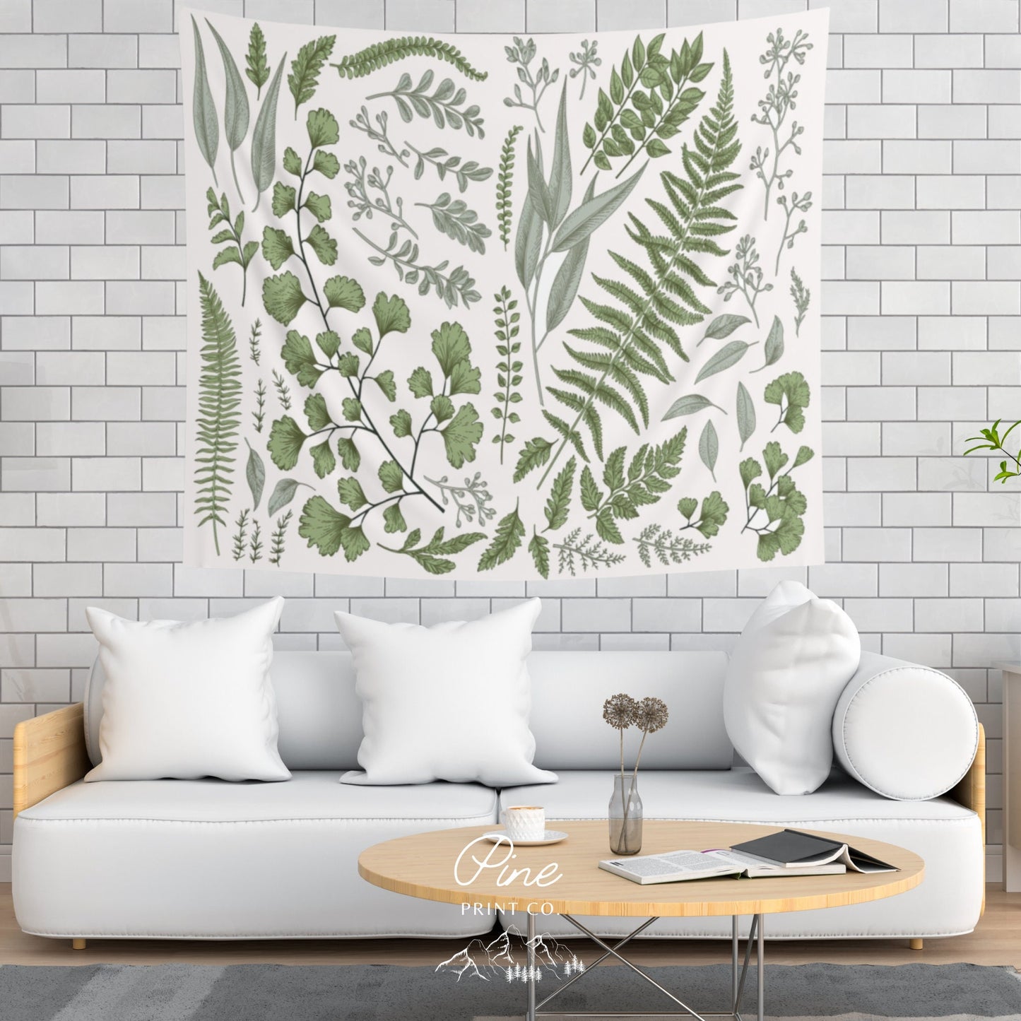 Botanical Nature Green Wall Tapestry
