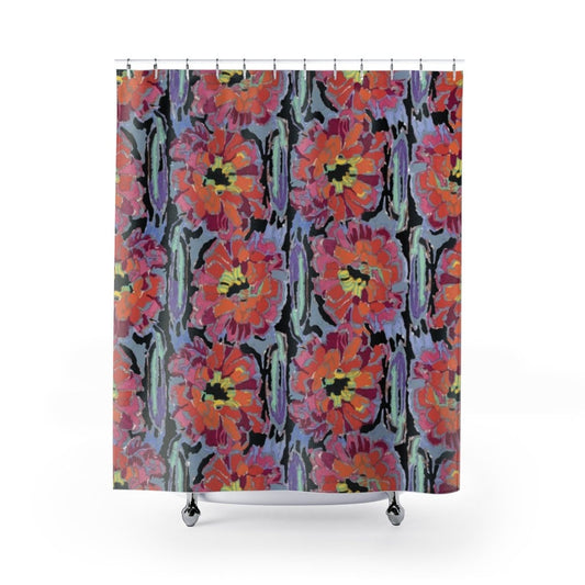 Floral Shower Curtain, Colorful Bathroom, Art Shower Curtain, Rainbow Curtain, Floral Bathroom, Art Deco, Pink Shower, Floral Curtain