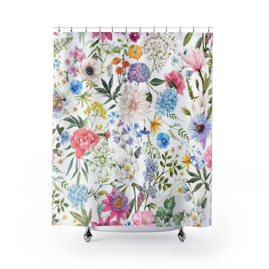 Floral Shower Curtain, Plant Shower Curtain, Floral Watercolor, Floral Bathroom, Spring Decor, Floral Decor, Flower Pattern, Plant Bathroom
