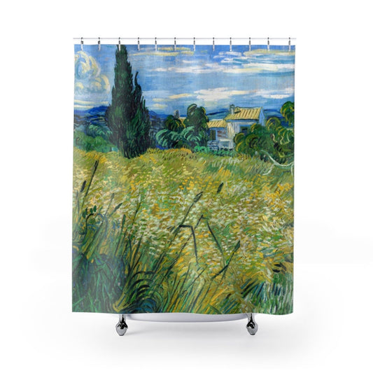 Van Gogh Shower Curtain, Art Shower Curtain, Green Shower Curtain, Van Gogh Painting, Vincent Van Gogh, Cypress Trees, Art Bathroom Decor