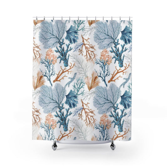 Blue Shower Curtain, Ocean Bathroom, Coral Decor, Ocean Decor, Ocean Shower Curtain, Coral Shower Curtain, Coral Reef, Marine Bath Decor