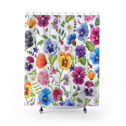 Floral Shower Curtain, Poppy Flowers, Spring Decor, Colorful Shower Curtain, Floral Bathroom, Nature Bathroom, Plant Shower Curtain