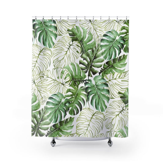 Monstera Shower Curtain, Green Shower Curtain, Plant Shower Curtain, Plant Decor, Houseplant Decor, Tropical Decor, Tropical Bathroom