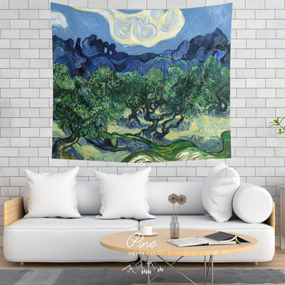 Vincent Van Gogh Blue Green Landscape Wall Tapestry