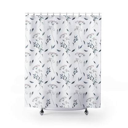 White Shower Curtain, Floral Decor, Flower Shower Curtain, Nature Bathroom, White Bathroom, Botanical Decor, White Decor, White Flowers