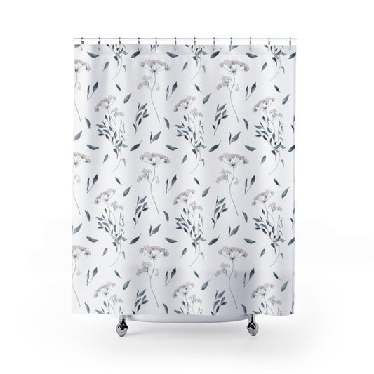 White Shower Curtain, Floral Decor, Flower Shower Curtain, Nature Bathroom, White Bathroom, Botanical Decor, White Decor, White Flowers
