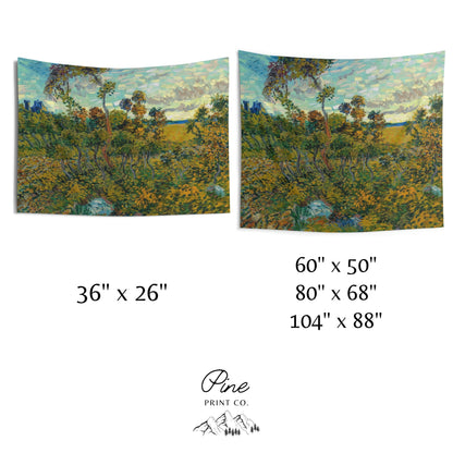 Vincent Van Gogh Landscape Painting Vintage Nature Fine Art Wall Tapestry