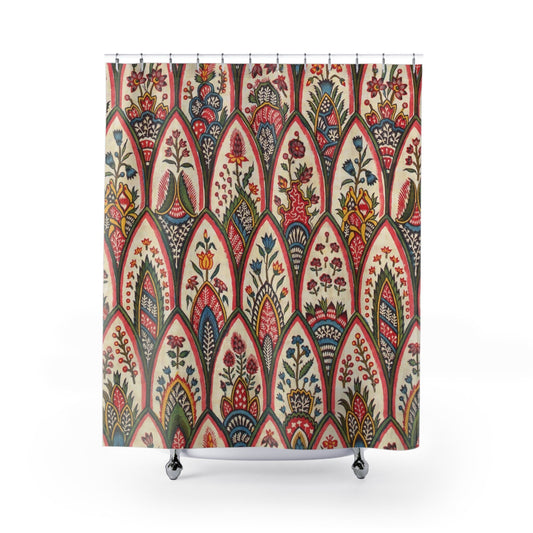 Vintage Shower Curtain, Floral Shower, Vintage Bathroom, Vintage Nature, Vintage Flowers, Folk Art, Plant Bathroom, Plant Art, Flower Decor
