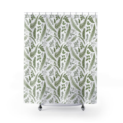 Green Shower Curtain, Plant Bathroom, Green Bathroom, Nature Decor, Botanical Decor, Green Home Decor, Boho Bathroom, Nature Bathroom