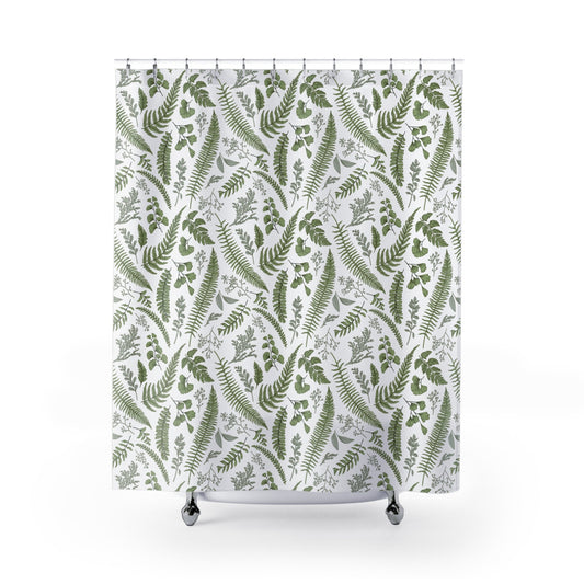 Green Shower Curtain, Plant Bathroom, Green Bathroom, Nature Decor, Botanical Decor, Green Home Decor, Boho Bathroom, Nature Bathroom