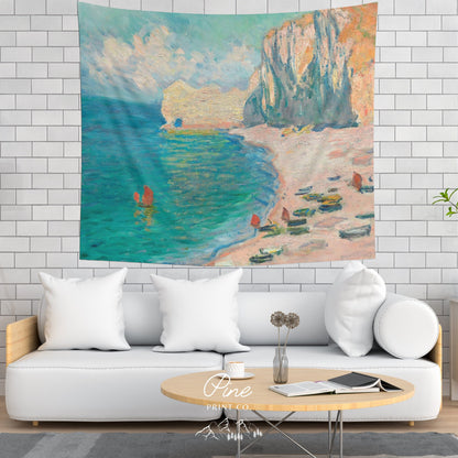 Claude Monet Vintage Beach Ocean Painting Wall Tapestry