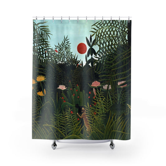 Henri Rousseau, Green Shower Curtain, Jungle Decor, Tropical Decor, Jungle Bathroom, Tropical Bathroom, Art Bathroom, Vintage Nature