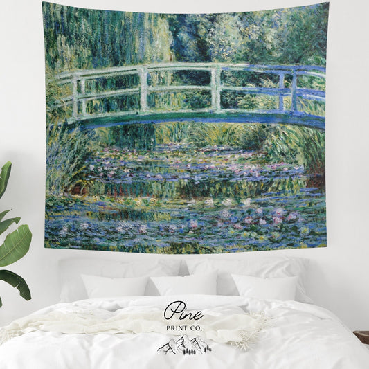 Claude Monet Water Lilies Painting Botanical Green Nature Vintage Fine Art Wall Tapestry