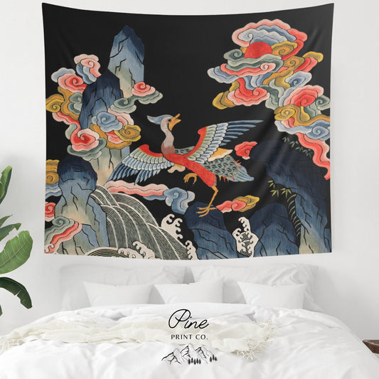 Chinese Crane Wall Tapestry