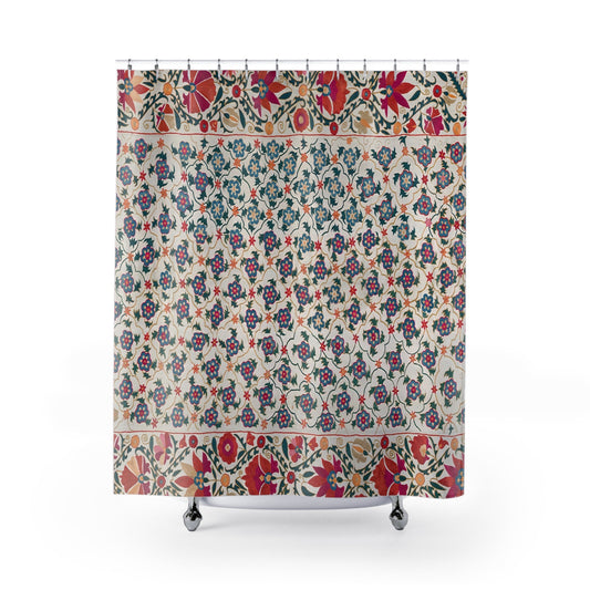 Floral Shower Curtain, Vintage Shower Curtain, Nature Decor, Botanical Decor, Floral Bathroom, Vintage Bathroom, Bathroom Curtain