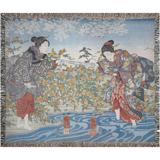 Japanese Throw, Woven Blanket, Cotton Blanket, Asian Blanket, Japanese Blanket, Japanese Home Decor, Vintage Japan, Japanese Woodblock
