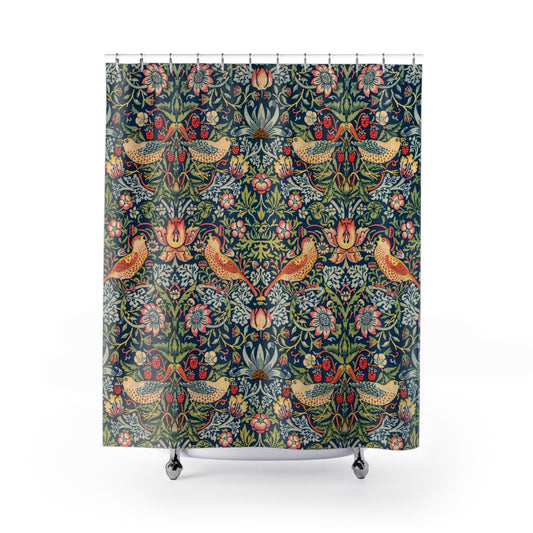 Bird Shower Curtain, Vintage Bathroom, Bird Bathroom, William Morris Decor, Bird Home Decor, Art Shower Curtain, Boho Bathroom, Boho Bird
