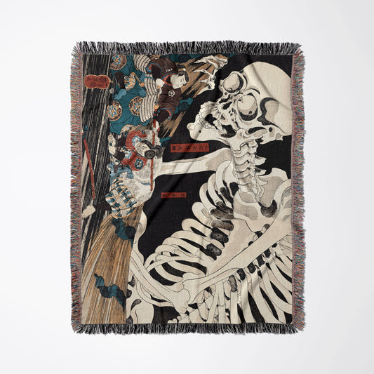 the size comparison of a bed with a skeleton on it